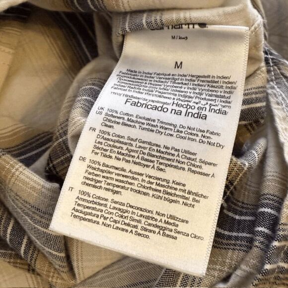 Carhartt Men's Chambray Loose Fit Plaid Button Down Shirt Brown Gray Size Medium - Picture 4 of 6